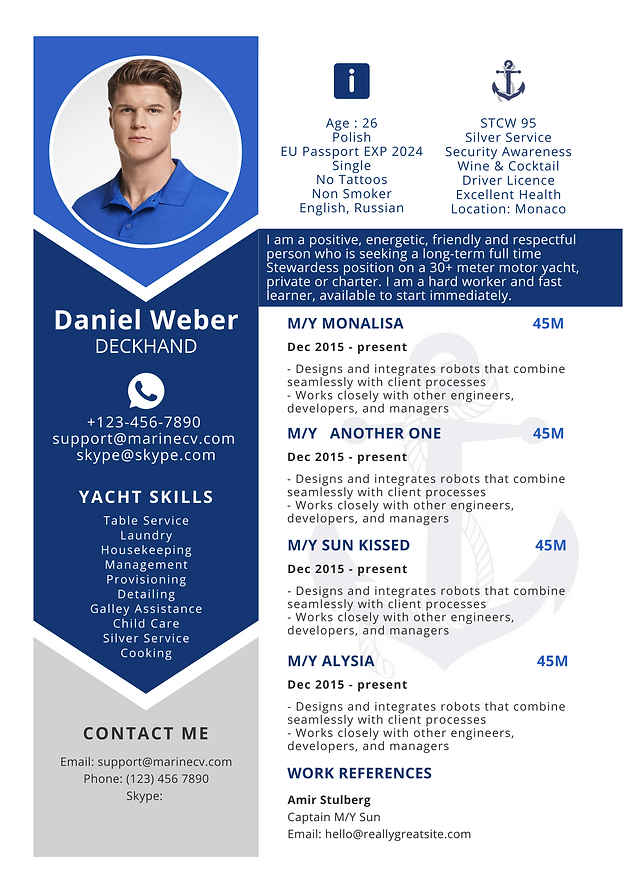 Blue Deckhand maritime CV template